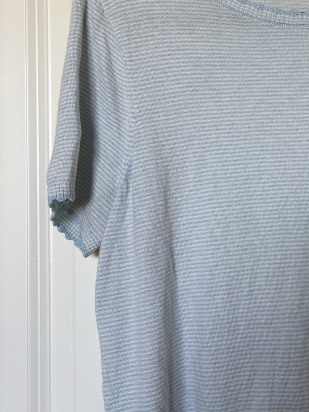 Lauren- Ralph Lauren Light Blue & White Striped Knit Tee - Picture 5 of 8